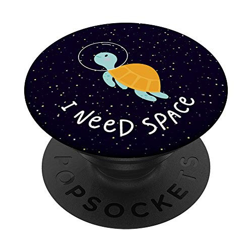 I Need Space Cute Smiling Sea Turtle Astronaut in Space PopSockets Grip and Stand for Phones and Tablets