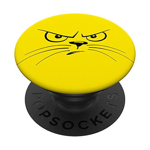 Angry yellow Cat MEOW Cat Whiskers PopSockets PopGrip: Swappable Grip for Phones  and  Tablets