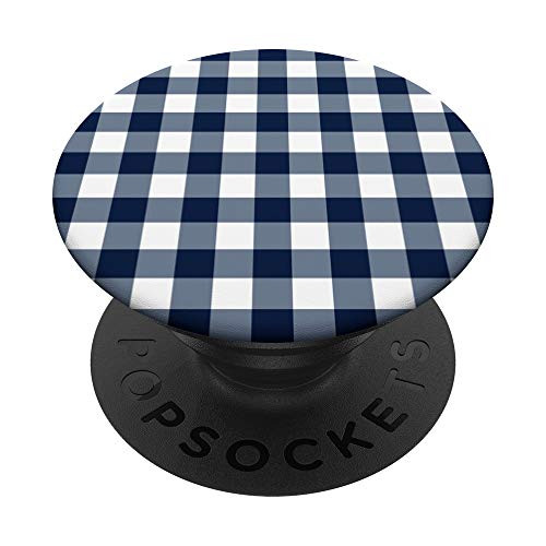 Navy Blue Gingham Check Navy White Buffalo Plaid PopSockets PopGrip: Swappable Grip for Phones  and  Tablets