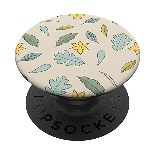 Beige Design with Sage Green Leaves PopSockets PopGrip: Swappable Grip for Phones  and  Tablets