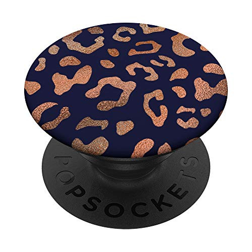 Rose Leopard Cheetah Navy Blue PopSockets PopGrip: Swappable Grip for Phones  and  Tablets