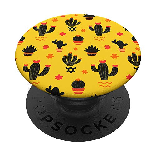 cactus succulent yellow pattern pots plants PopSockets PopGrip: Swappable Grip for Phones  and  Tablets