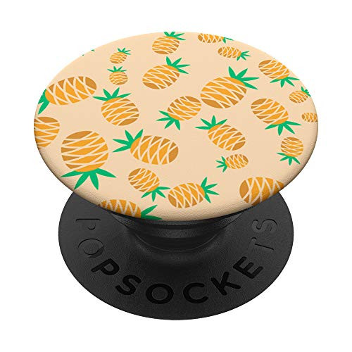 Tropical Pineapple Pattern in Tans and Green Leaves - PopSockets Grip and Stand for Phones and Tablets