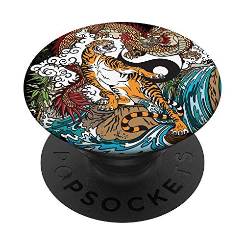 Chinese Tiger vs Dragon Oriental Art PopSockets PopGrip: Swappable Grip for Phones  and  Tablets