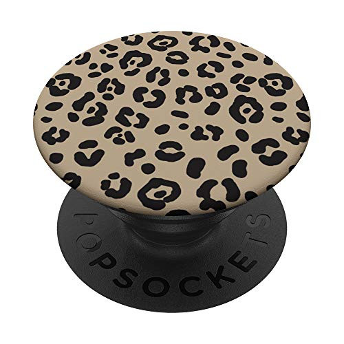 Chic Black  and  Tan Leopard Animal Print Pattern PopSockets PopGrip: Swappable Grip for Phones  and  Tablets