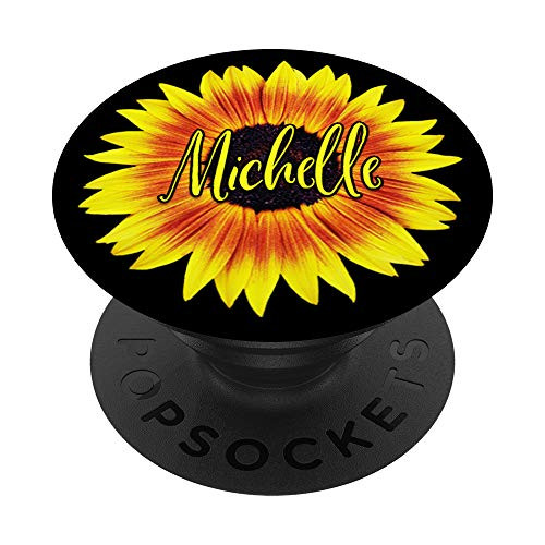 Michelle Name Sunflower Yellow Floral Design - Michelle PopSockets PopGrip: Swappable Grip for Phones  and  Tablets