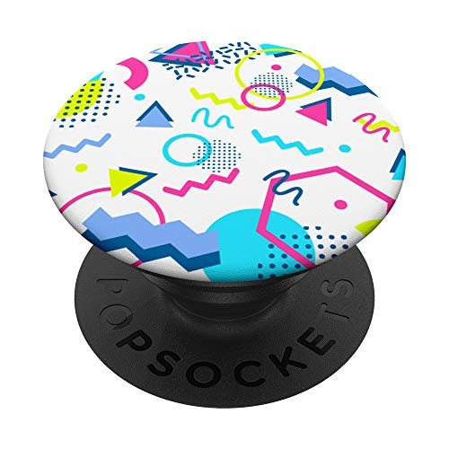 Retro 80s and 90s Geometric Shapes Pattern PopSockets Grip and Stand for Phones and Tablets