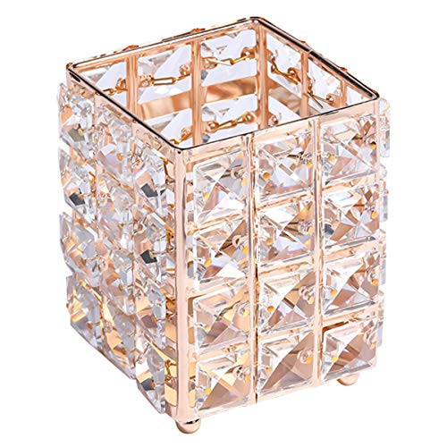 SOONHUA Makeup Brush Holder, Crystal Makeup Brush Organizer Storage Bucket Cosmetics Tools Container Pen Pencil Holder Desktop Organizer
