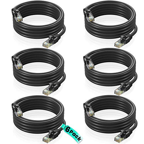 Maximm Cat6 Ethernet Cable - 8 Ft LAN, UTP CAT 6 RJ45, LAN Network, Patch, Internet Cable  Black - 6 Pack (8 Feet)