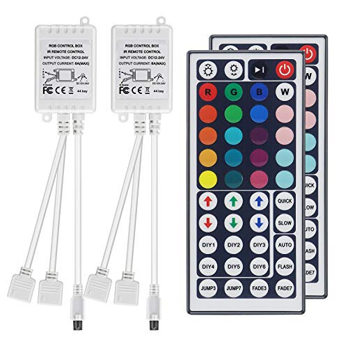 DUNZHITECH 2-Port 44 Keys RGB IR Remote Control for 5050 2835 3528 RGB LED Strip Lights Output Voltage DC12V-24V LED RGB IR Remote Control of 2 Pack DUNZHITECH 2-Port 44 Keys RGB IR Remote Control for 5050 2835 3528 RGB LED Strip Lights Output Voltage DC12V-24V LED RGB IR Remote Control of 2 Pack