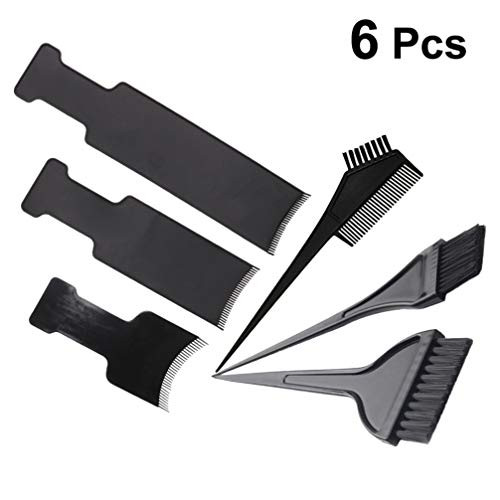 Solustre 6pcs Highlighting Board and Brush Kit Flat Top Comb Board Balayage Paddle Hair Dyeing Brush Hair Highlighting Sectioning Comb Hairdressing Pick Color Board for Hair Dye