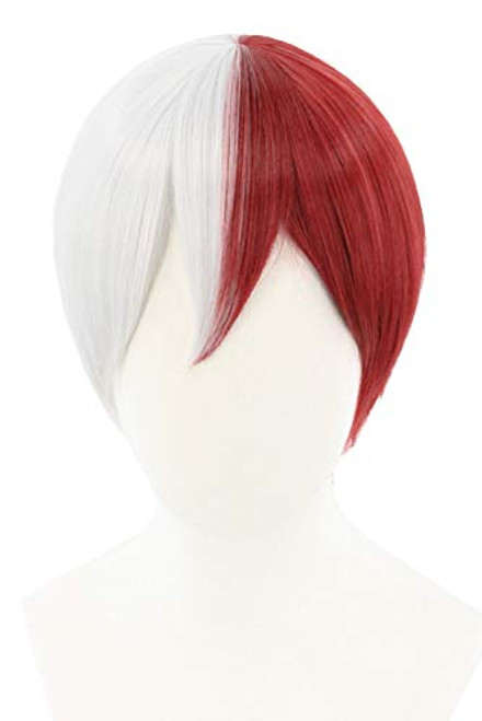 Topcosplay Unisex Anime Cosplay Wig Short Halloween Costume Wigs Half Grey Red Topcosplay Unisex Anime Cosplay Wig Short Halloween Costume Wigs Half Grey Red