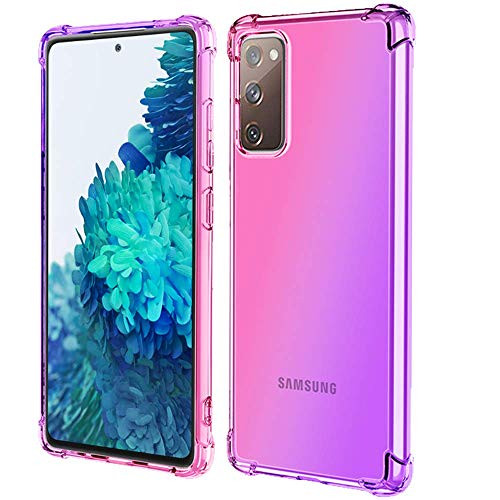 Samsung Galaxy S20 FE 5G Case, HNHYGETE Transparent Shockproof Slim Two-Color Soft TPU Protection Cover Cases for Samsung Galaxy S20 FE 5G (Pink/Purple)