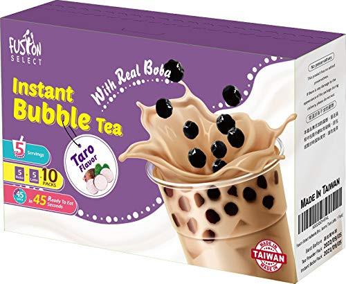 Fusion Select Authentic Brown Sugar Bubble Tea Kit Extra Rich (5 Packs) Bubble Tea Drink, Boba Tapioca Pearl, Straws, Most Popular Bubble Tea Flavors (Taro Latte, 1 Pack)