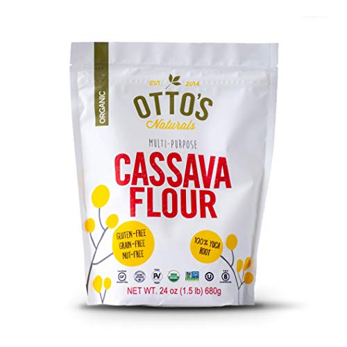 Otto's Naturals Organic Cassava Flour (1.5 Lb. Bag) Grain-Free, Gluten-Free Baking Flour - Made From 100 percent Organic Yuca Root - Certified Paleo  and  Non-GMO Verified All-Purpose Wheat Flour Substitute