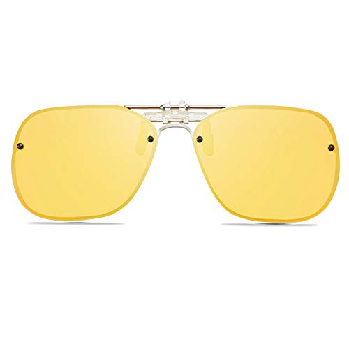 Polarized Clip On Night Vision Glasses Over Prescription/Reading Glasses Unisex Flip Up Clip-on Night Driving Glasses (Yellow/night vision)