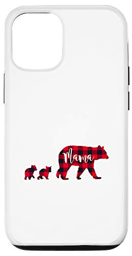 iPhone 12/12 Pro Mama Bear With 2 Two Cubs Red Black Check Plaid Case