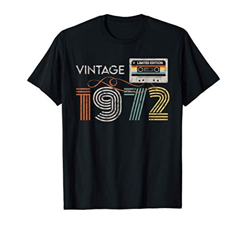 Vintage 1972 48th 49th birthday Gift Retro Cassette Tape T-Shirt