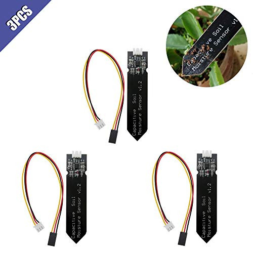 Ximimark 3Pcs Analog Capacitive Soil Moisture Sensor V1.2 Corrosion Resistant Wide Voltage Module with Cable Wire for Arduino for Garden Plants Moisture Detection