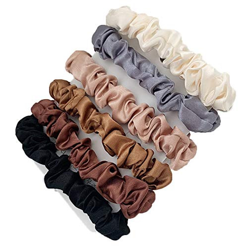 Yantu 6PCS Elastic Hair Band Silk Satin Scrunchie Hair Ties Ponytail Holder Ropes Headband Hair Accessories for women Girls