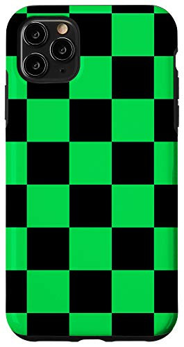 iPhone 11 Pro Max Checkered Green and Black   Check Pattern Case