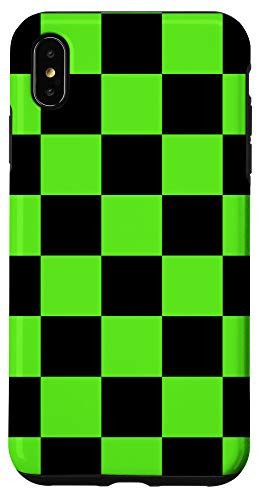 iPhone XS Max Checkered Green and Black   Check Pattern Case