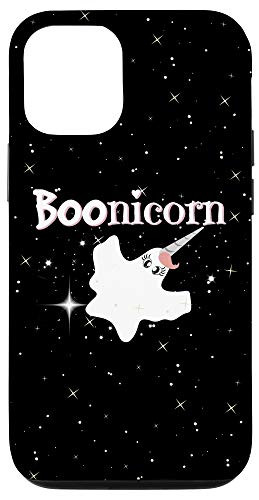 iPhone 12/12 Pro Cute Ghost Unicorn - Boo Halloween Stars Background Case