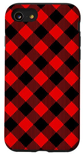 iPhone SE (2020) / 7 / 8 Red and Black Buffalo Classic Plaid Check Pattern Tartan Case