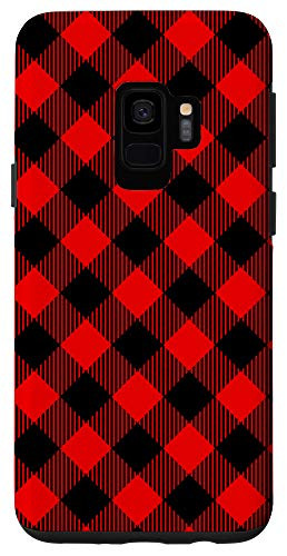 Galaxy S9 Red and Black Buffalo Classic Plaid Check Pattern Tartan Case