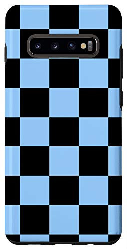 Galaxy S10plus Checkered Blue and Black   Check Pattern Case