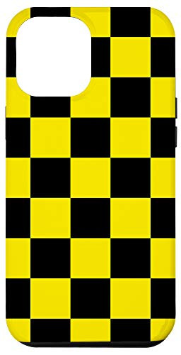 iPhone 12 Pro Max Checkered Yellow and Black   Check Pattern Case