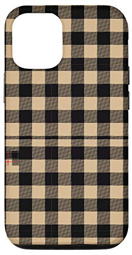 iPhone 12/12 Pro Tan and Black Buffalo Classic Plaid Check Pattern Tartan Case