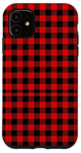 iPhone 11 Red and Black Buffalo Classic Plaid Check Pattern Tartan Case