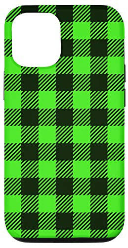 iPhone 12/12 Pro Green And Black Buffalo Plaid Check Pattern Case