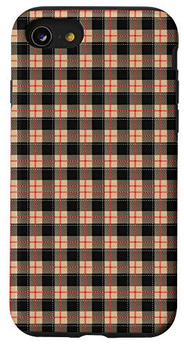 iPhone SE (2020) / 7 / 8 Tan Red and Black Buffalo Classic Plaid Check Pattern Tartan Case
