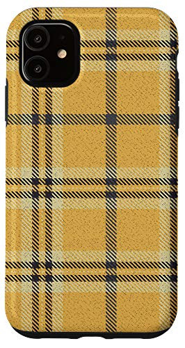 iPhone 11 Classic Golden  and  Gray Plaid Buffalo Gingham Check Pattern Case