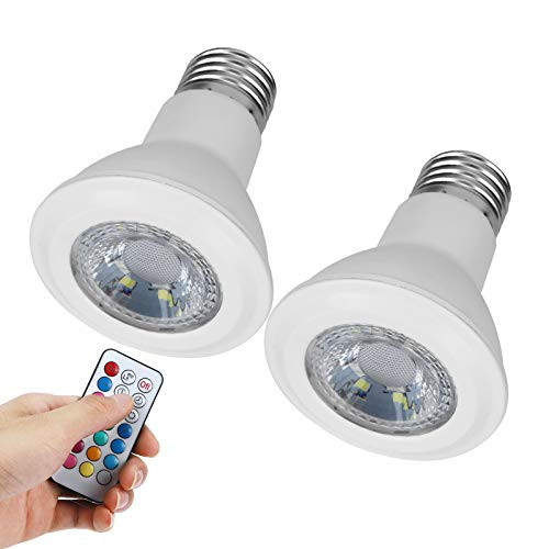 CHICIRIS 40W RGB Color Changing LED Spotlight Bulb with Remote Control Party Decoration Lighting Color Changing Light Bulb Flood Light 85-265V 2-Pack(Cold White)
