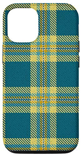 iPhone 12/12 Pro Christmas Golden  and  Bleu Plaid Buffalo Gingham Check Pattern Case