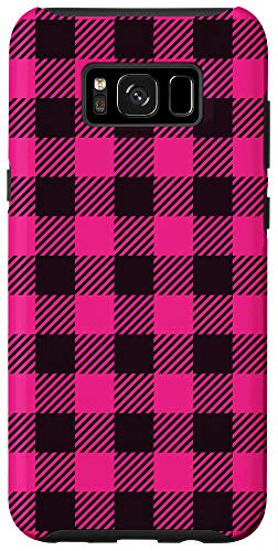 Galaxy S8plus Cute Pink And Black Buffalo Plaid Check Pattern Case