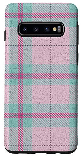 Galaxy S10 Christmas Mintand Pink Plaid Buffalo Gingham Check Pattern Case