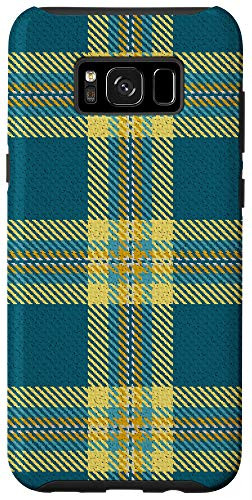Galaxy S8plus Christmas Golden  and  Bleu Plaid Buffalo Gingham Check Pattern Case