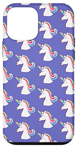 iPhone 12 mini Cute Unicorn Head Pattern Slate Blue, Purple for Girls Case