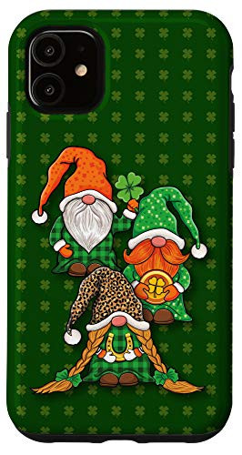 iPhone 11 Leopard check plaid pattern Irish St. Patricks Day Gnomes Case