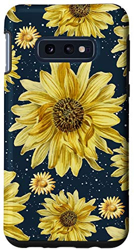 Galaxy S10e Floral Pattern Stars Space Yellow Flower Galaxy Sunflower Case
