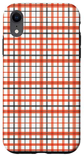 iPhone XR Red and White Buffalo Classic Plaid Check Pattern Tartan Case