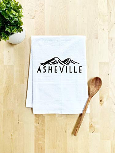 Sweet Dish Towel, Asheville NC Mountains, Flour Sack Kitchen Towel, Sweet Housewarming Gift, Farmhouse Kitchen Decor, White