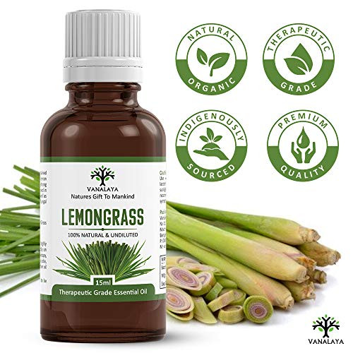 Vanalaya Lemongrass Essential oil Undiluted Pure and Natural Therapeutic grade Steam distilled oil for skin, Hair care and Aromatherapy 15ml Vanalaya Lemongrass Essential oil Undiluted Pure and Natural Therapeutic grade Steam distilled oil for skin, Hair care and Aromatherapy 15ml