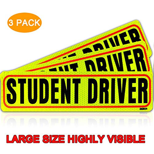 Set of 3 Student Driver Magnet Highly Reflective New Driver Vehicle Bumper Magnet Car Signs Magnetic Sticker Large Bold Visible Text (12 Please be Patient)