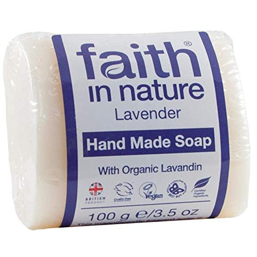 Faith in Nature All-Natural Bar Soap, Lavender (100 gram Bar, 3-Pack); Pure Hand and Body Soap Handmade w/Organic Lavandin and Essential Oils, Vegan and Cruelty-Free