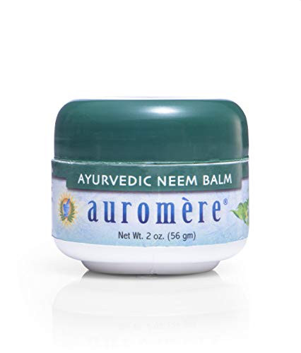 Auromere Ayurvedic Neem Balm - All Natural Rosacea, Eczema And Psoriasis Cream for Face and Body - Contains 34percent Neem Oil for Skin - Soothes Dry, Itchy or Sensitive Skin and Reduce Redness - 2oz